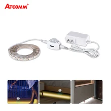 Движения PIR Сенсор светодиодный лампы под кабинет, украшенное мозаикой из драгоценных камней, 12V Мощность адаптер SMD 2835 60 светодиодный s/HDMI кабель 1 м 2 м 3 м 4 м 5 м смарт-OFF/ON ночной Светильник