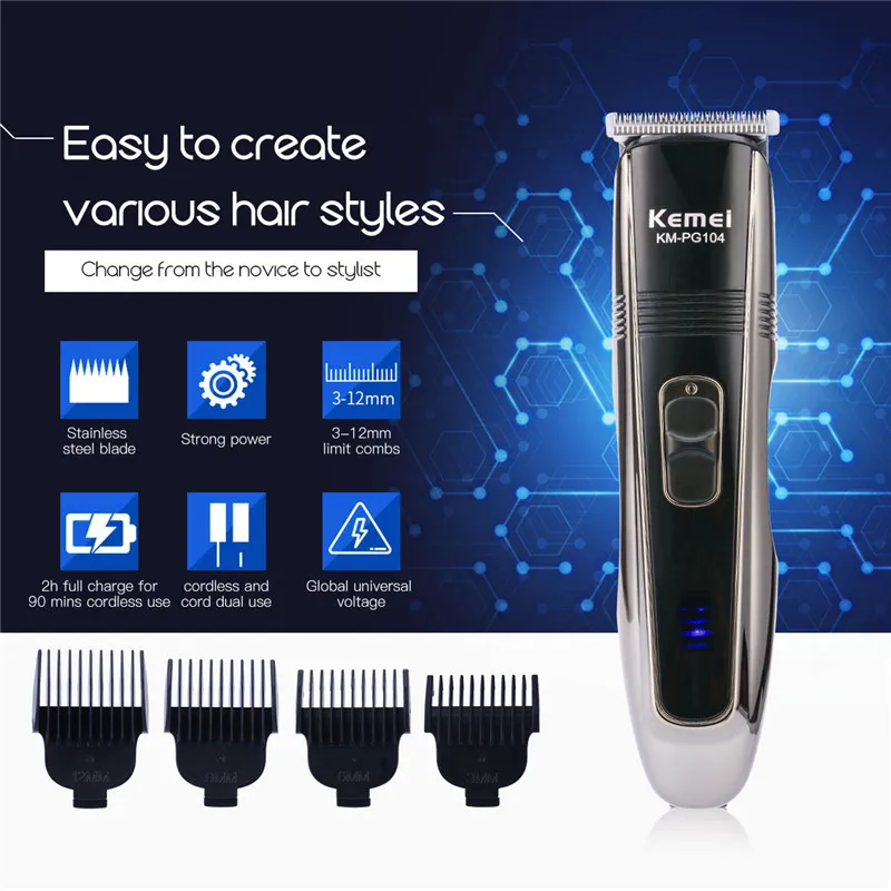 

Top Quality professional hair clippers Electric Hair trimmer fast charge shaving machine Strong power Beard Trimmer KM-PG104 P00