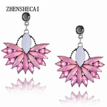 Серебряные длинные серьги с камнями павлин хвост большие серьги со стразами модные ювелирные украшения для ушей e0226