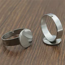 10 pçs material de aço inoxidável 12mm redonda base de anel liso ajustável configurações de anel base para jóias que fazem acessórios jóias