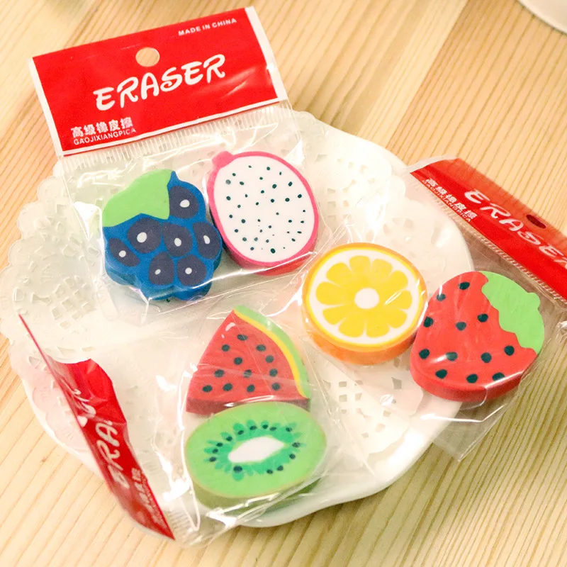 

2Pcs/Pack New Cartoon Oranges watermelons fruits Novelty Eraser Rubber Primary School Escolar Papelaria Gift Stationery E0547