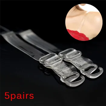 

Drop Shipping 2/5 Pairs Practical Transparent Clear Adjustable Invisible Bra Set Shoulder Straps For Garment Accessories