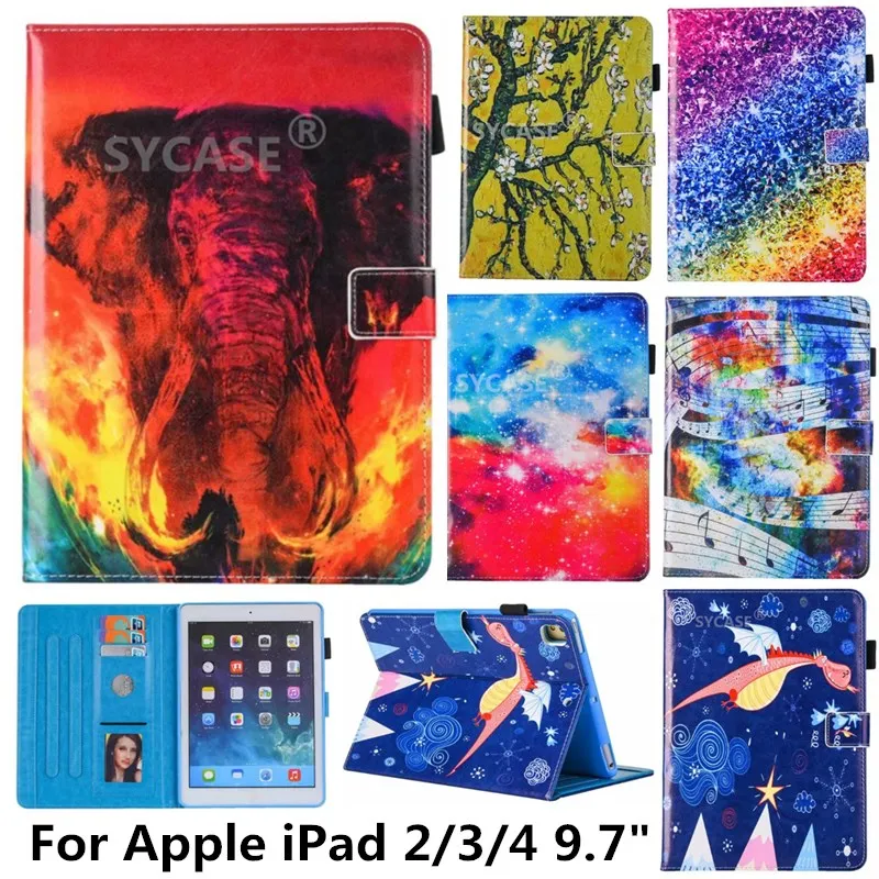 Fashion Painted Tablet Holster For iPad 2 3 4 9.7&quot Case Versatile Adjustable Bracket Card Apple 9.7 inch Protect Cover | Компьютеры и