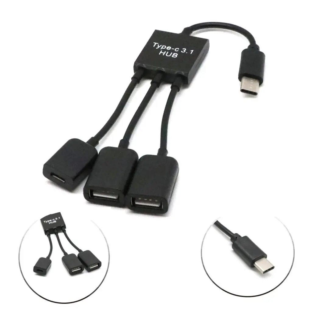 1 комплект 3 в 1 USB 3,1 type-C к Micro USB 2,0 зарядное устройство хост OTG концентратор кабель адаптер высокоскоростной зарядки универсальный