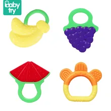 

Babytry Safety Fruit Shape Teether Silicone BPA Free Soft Rubber Baby Rattles Toys For Newborn Dental Care Toothbrush Training