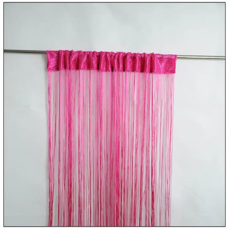 

hot sale 1m by 2m beige grey coffee red purple white solid color door window screening rod pocket string curtain