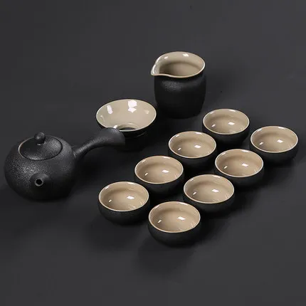 Бытовой керамический чайный поднос для печи, чайная чашка Gaiwan, чайная чашка, аксессуары для чайной церемонии, простой современный китайский чайный набор кунг-фу - Цвет: 04 Style Tea Set