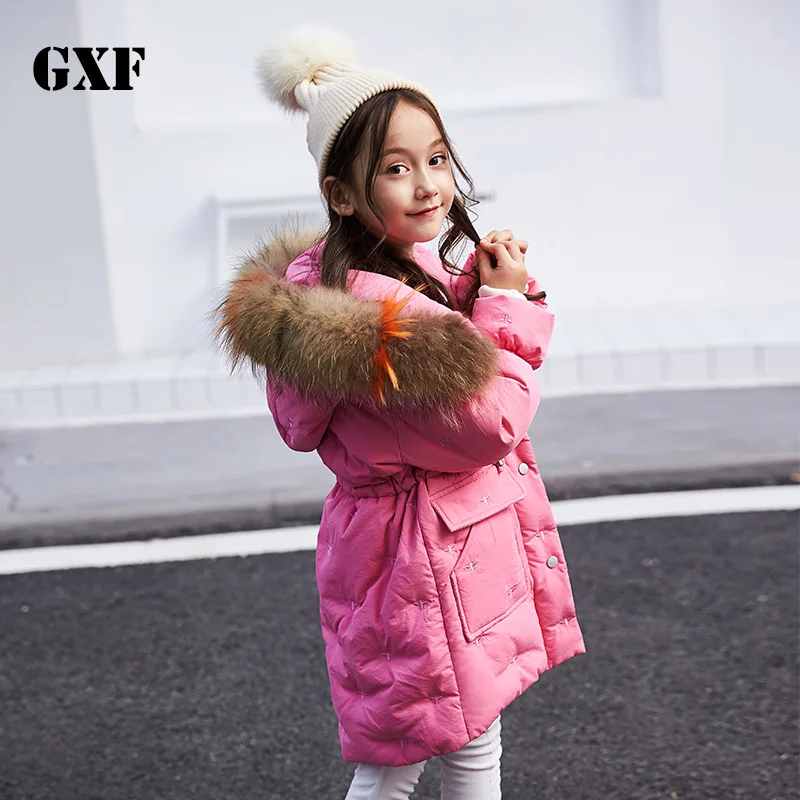

Girls Winter Jackets Kids 2018 Fashion Winter Coat Kids Warm Thick Hooded Long Down Coats for Teenage Size 4 6 8 10 12 Year