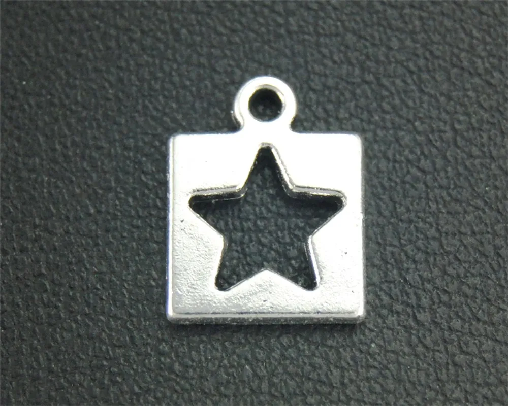 

15pcs Antique Sliver Hollow Out The Star Square Charm DIY Jewelry Findings Accessories 14X10mm A1856