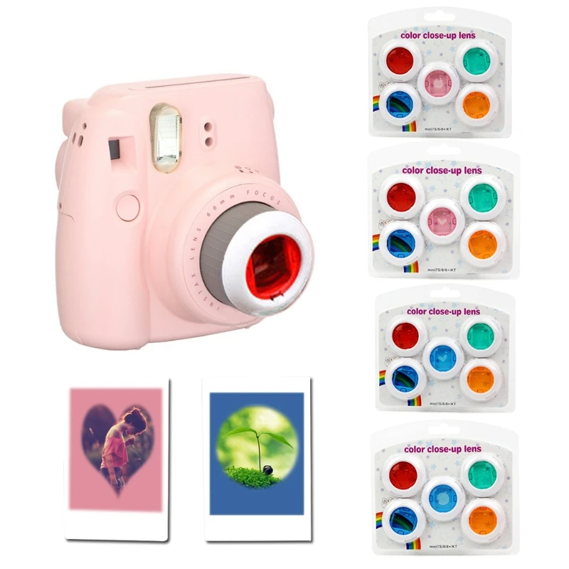 Для Fujifilm Instax Mini 7s/8/8 +/9 пленочная камера 5 шт. цветной фильтр крупный план объектив |
