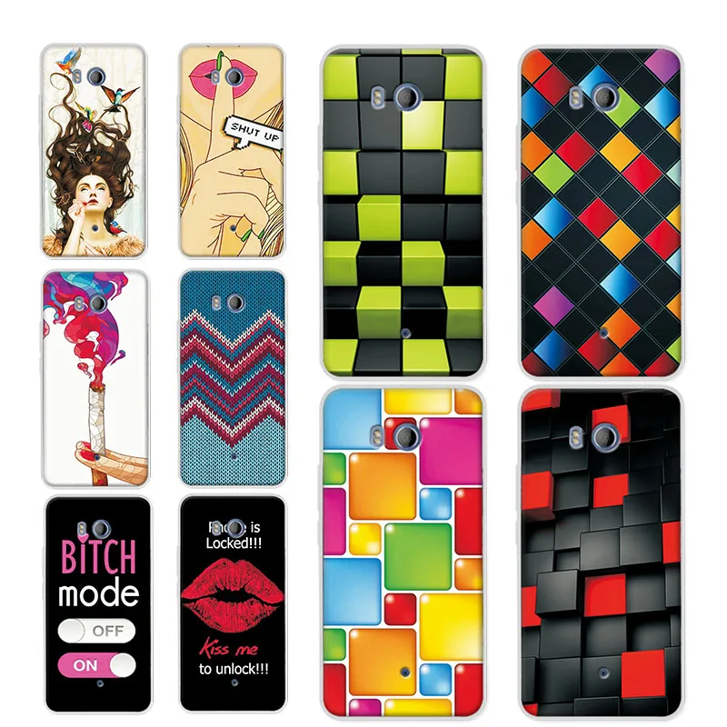 

Soft TPU Silicon Funda For HTC U11 Phone Cases For HTC U11 U 11 Dual SIM 5.5 inch New Rainbow Grid Printed Back Cover Case