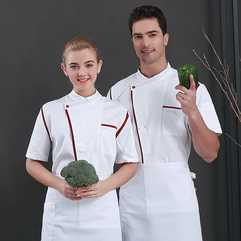 Мужские куртки с коротким рукавом для шеф-повара, ресторана, кафе, обслуживания еды, кухни, Рабочая Униформа для повара, Летние Повседневные Дышащие Комбинезоны для повара