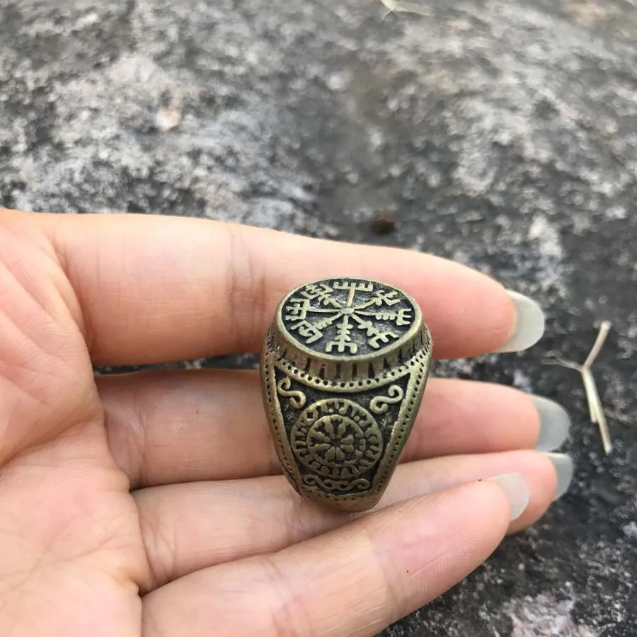 2018 модные ювелирные изделия нордическая языческая руля Awe Aegishjalmur Rune кольцо