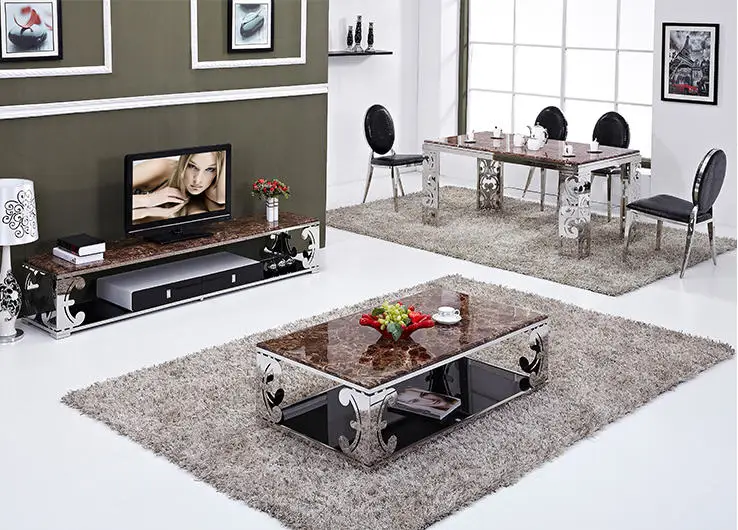 Stainless steel minimalist modern marble dining table and 6 chairs 5 Stainless steel minimalist modern marble dining table and 6 chairs 5