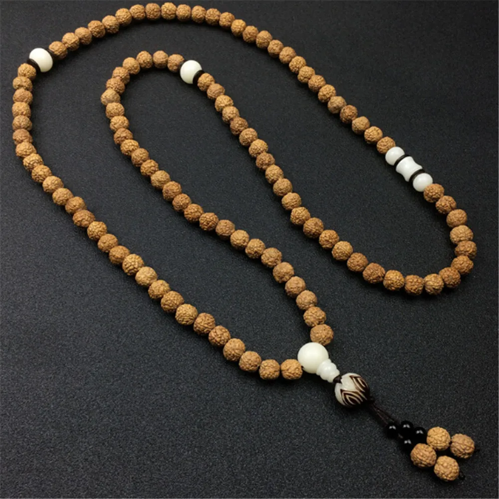 Горячая Распродажа 9 мм натуральные бусины 108 Rudraksha ожерелье Модные мужские зерна