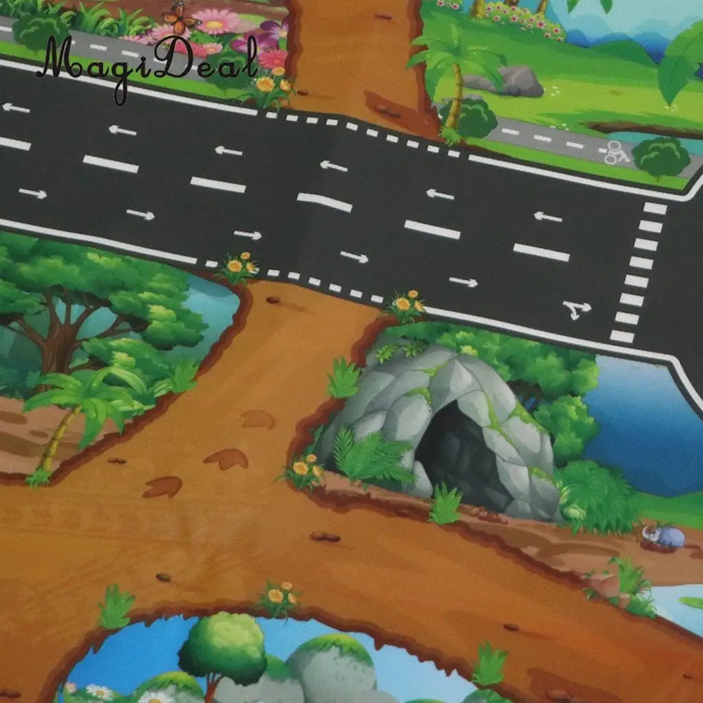 Kids Dinosaur World Road Traffic Play Mat Rug Toy Carpet Playmat Baby Children Developmental Car & Track Toy Gifts #B