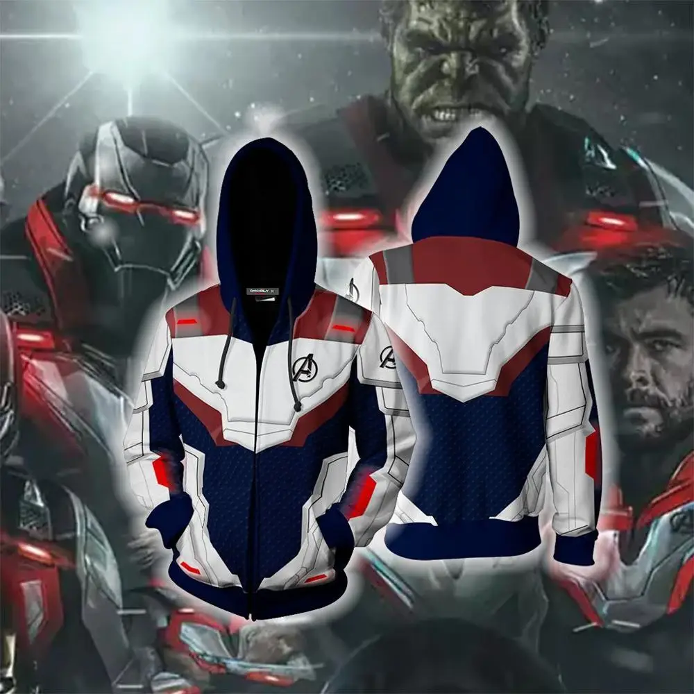 2019 Movie Avengers Endgame Quantum Realm Sweatshirt Jacket Advanced Tech Hoodie Cosplay Costumes superhero Iron Man tshirt sets