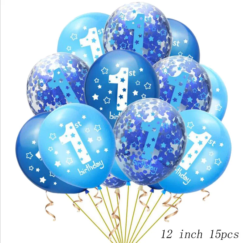 Mixed 15pcs 12 дюймов 1 год набор воздушных шаров сочетание Дети День рождения украшения поставки - Цвет: Mixed 15pcs