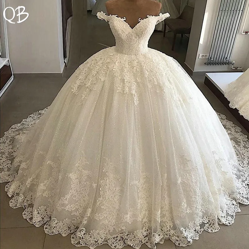 

Custom Made Wedding Dresses Princess Cap Sleeve Fluffy Tulle Lace Beading Elegant Luxury Wedding Gowns Plus Size ZD78