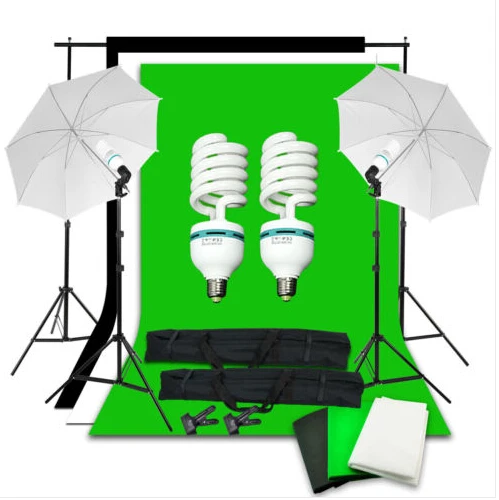 

Photo Studio Backdrop Umbrella Lighting Light Kit Set + Background Support Stand