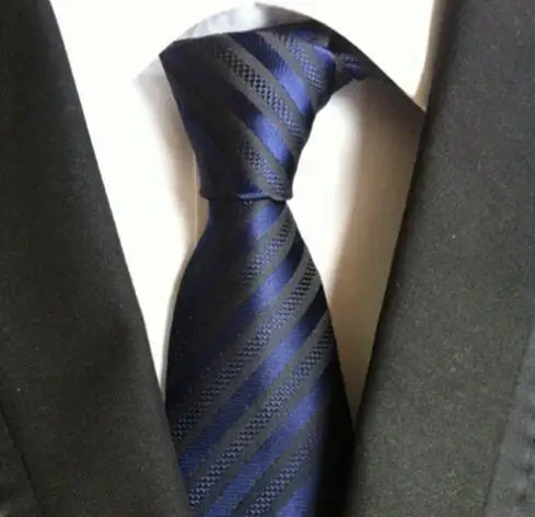 2017 классические Дизайн Галстуки 8 см стильный галстук джентльмена темно-синий с черным тканые Gravata диагональные полосы