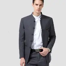 JacketPantTie) новое поступление дешевле стоячий воротник серый формальный мода Terno Masculino высокое качество мужской костюм s Лучший мужской костюм