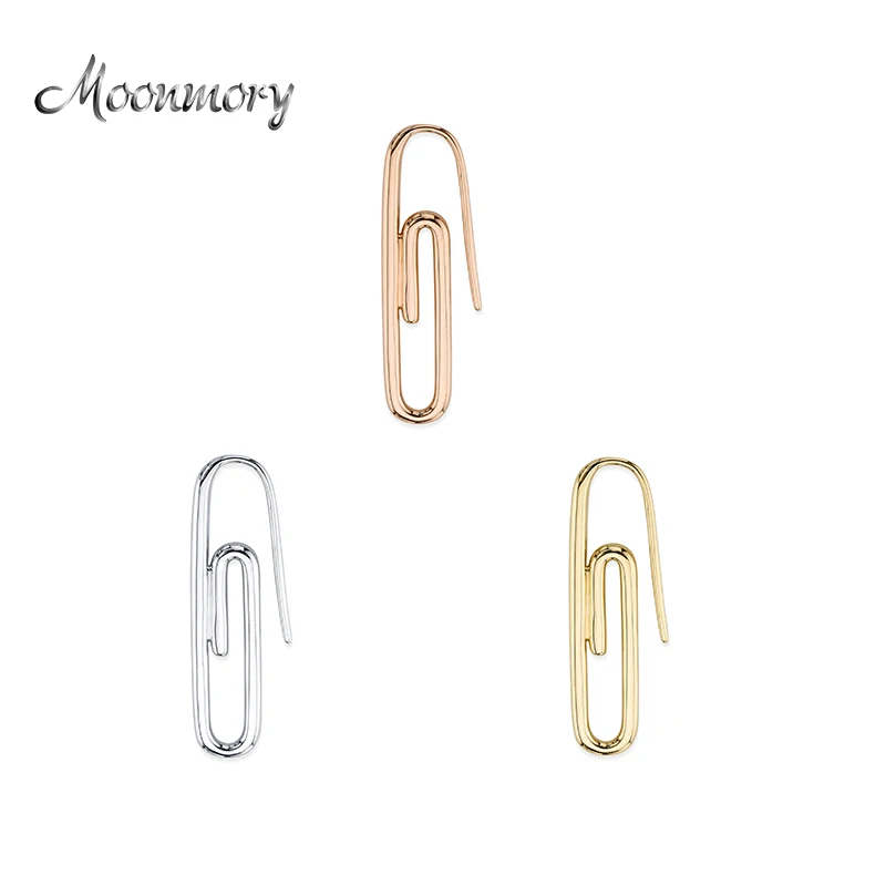 

Moonmory 2019 1PCS 100% Real 925 Sterling Silver Paper Clip Earrings For Both Left and Right For Women Jewelry Dangle Earrings