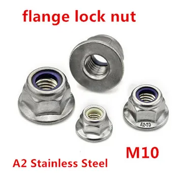 

25pcs/lot M10 DIN6923 Hex Nylon Flange Nut Metric Locking Nut with Flanged A2-70 Stainless Steel
