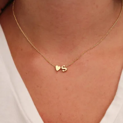 

Fashion Gold Silver Initial Name Choker Necklace 26 Letters &Heart Pendant Necklace Women Collares Collier Gift Jewelry custom