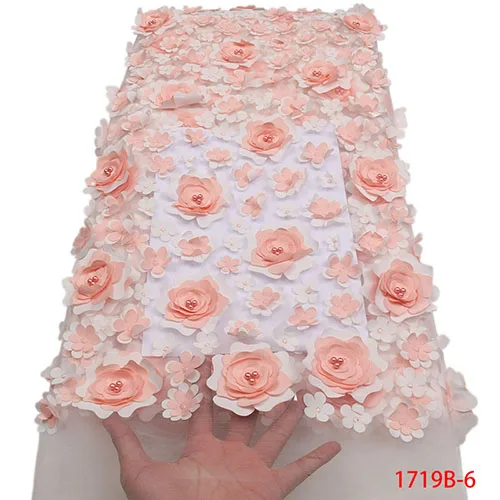 

Embroidered French Tulle Lace Fabric French Styles African Lace Fabrics Tulle 3d Lace Fabric Flower QF1719-6