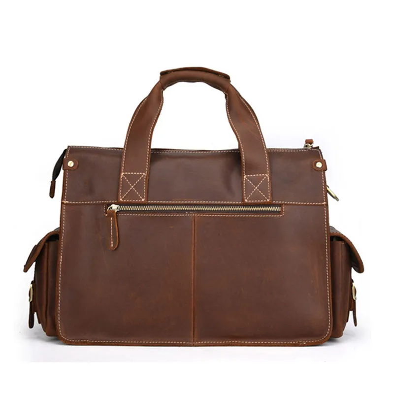 AETOO New Crazy Horse Leather Men's Briefcase Retro Laptop Bag Crazy Horse Leather Shoulder Messenger Bag