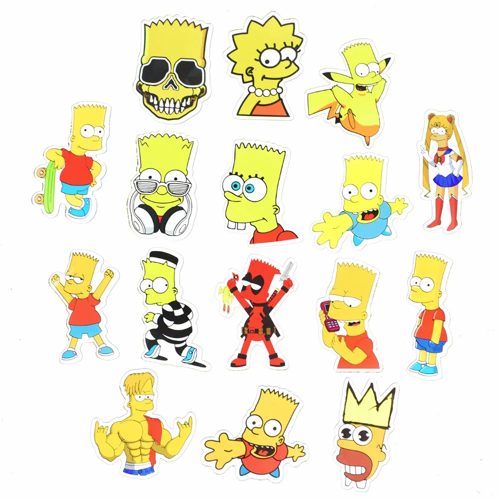 50100 Pcs Simpson Anime Stickers Cartoon Graffiti Waterproof Stickers for Laptop Motorcycle Car Luggage Skateboard Bicycle Vinyl Decals4