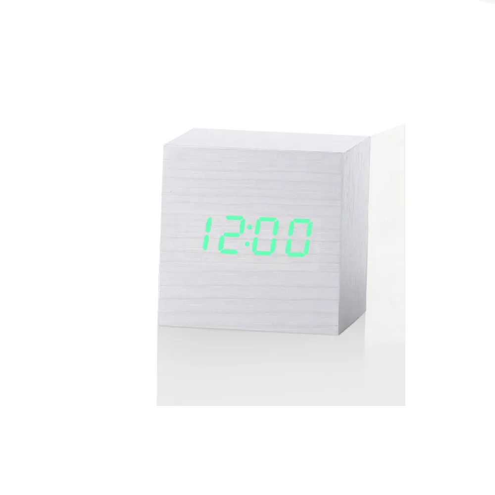 Multicolor Wooden LED Digital Desk Clock Alarm Thermometer Decorative Sadoun.com