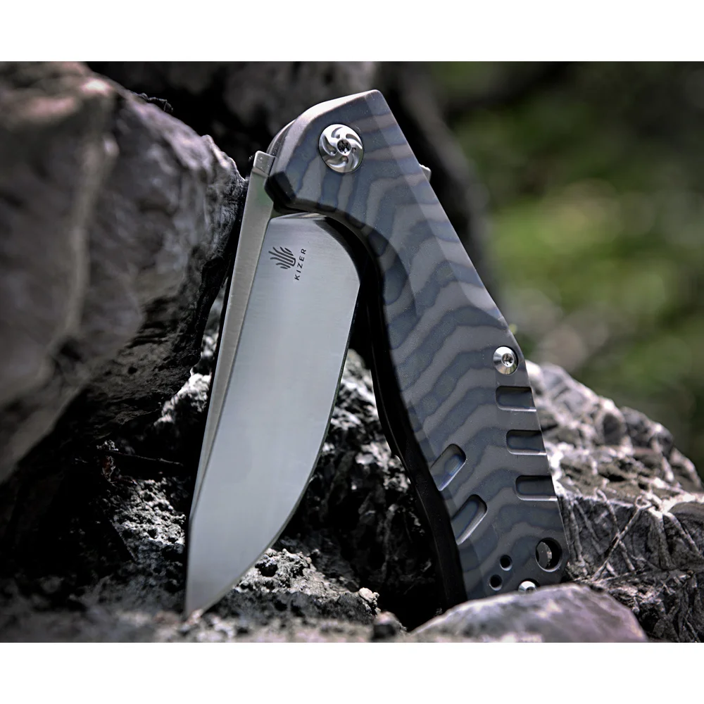 Kizer bushcraft knife survival Ki4461A1 CPM-S35VN Blade Material 6AL4V Titanium handle high quality out door pocket knife tool