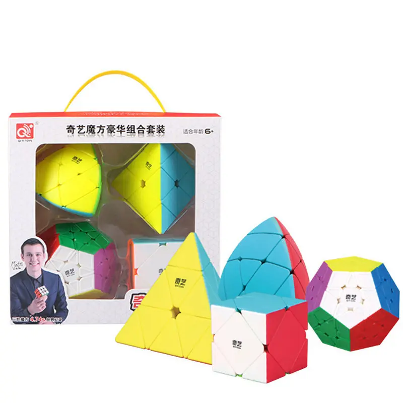 4 шт./компл. Qiyi подарочный набор из магических кубов, 2x2x2, 3x3x3, 4x4x4, 5x5x5 Треугольники Додекаэдр Mastermorphix Львы Скорость головоломка детские игрушки