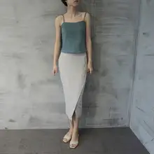 Женская универсальная юбка из искусственной замши, асимметричная Женская юбка с разрезом