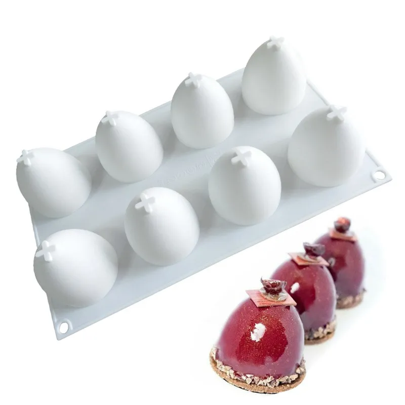 New 1Pcs 8 Cavity 3D Semicircle egg Shaped Mousse Silicone Cake Mold DIY Baking Utensils Dessert