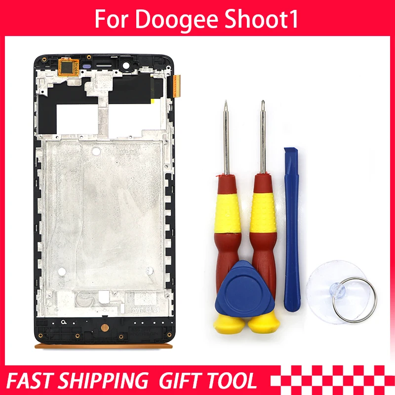 

New original For DOOGEE Shoot 1 Touch Screen LCD Display Digitizer Assembly With Frame Replacement Parts+Fingerprint button