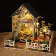 DIY Модель Кукольный дом Миниатюрный Кукольный домик с мебелью светодиодный 3D деревянный дом, игрушки для детей ручной работы ремесла A030# E