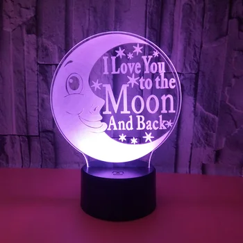 

3D Creative Cute Moon Letter Night Light Table Led Bedroom Lamp Touch or Remote Control Colorful Sitting Room Atmosphere Light