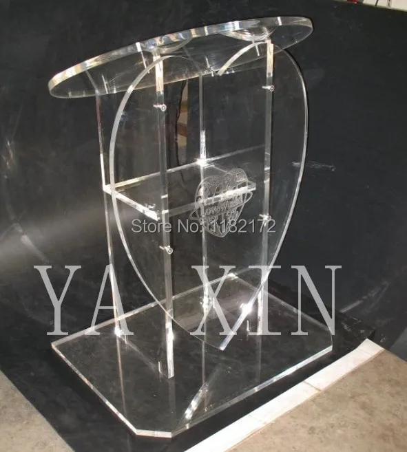 Free shipping hot selling heart shape acrylic pulpit lectern podium