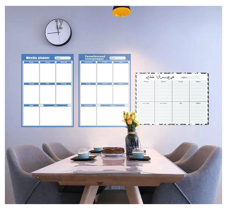 Adesivo para Fazer Calendário Magnético Diário Semanal Planejador Lista Organizador Apagável Desenho Placa Personalizado Idioma Geladeira Adesivos 2020 4 High Quality Brinquedos e hobbies