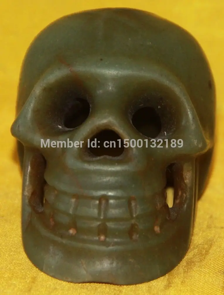 

xd 00133 Wonderful Antique Tibet Ritual Green Jade Death's-Head