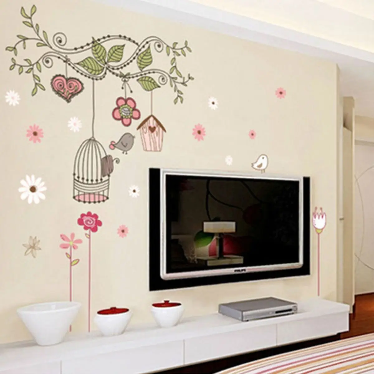 70cm*50mm Removable Tree Birdcage Wall Decals Bedroom Nursery Stickers Art Room Decor DIY