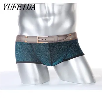 

YUFEIDA New Arrival Men Underwear Men Sofe Boxers Men's Mid-waist Printing Faux Belt Boxer Shorts Men's Underpants