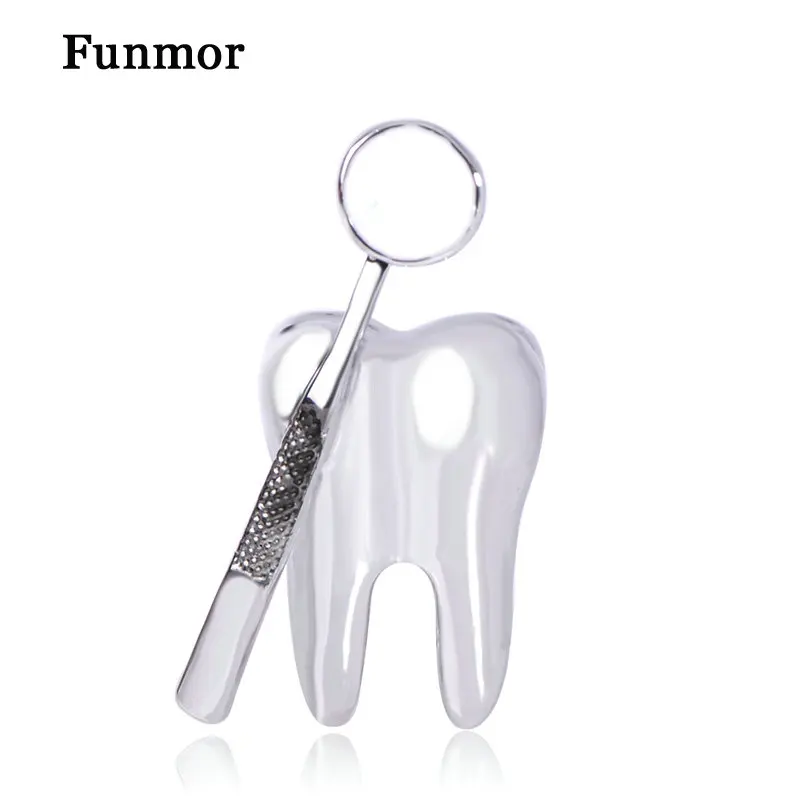 Повседневные эмалированные Броши Funmor в форме зубов с зеркальным отверстием для