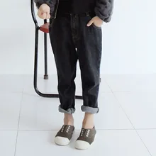 Корейский Новое поступление джинсы хлопковые брюки Детская Костюмы повседневные штаны для детская одежда для девочек или мальчиков джинсовые штаны