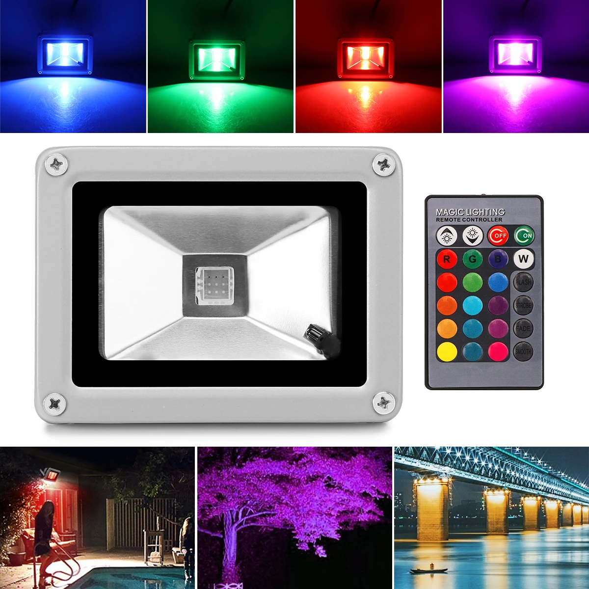 Светодиодный прожектор RGB водонепроницаемый IP65 10 Вт 100 245 В светодиодный