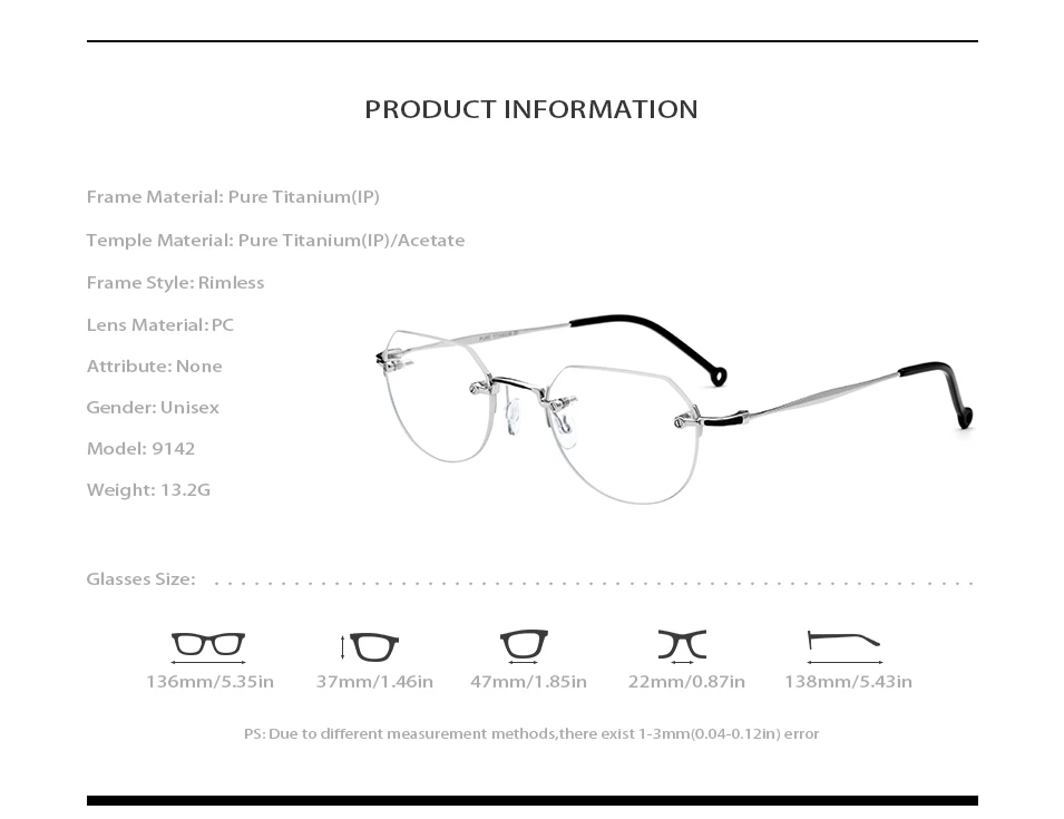 Оправа для очков из чистого титана, мужские маленькие винтажные полигональные оптические оправы, без оправы, очки для женщин, очки, 9142