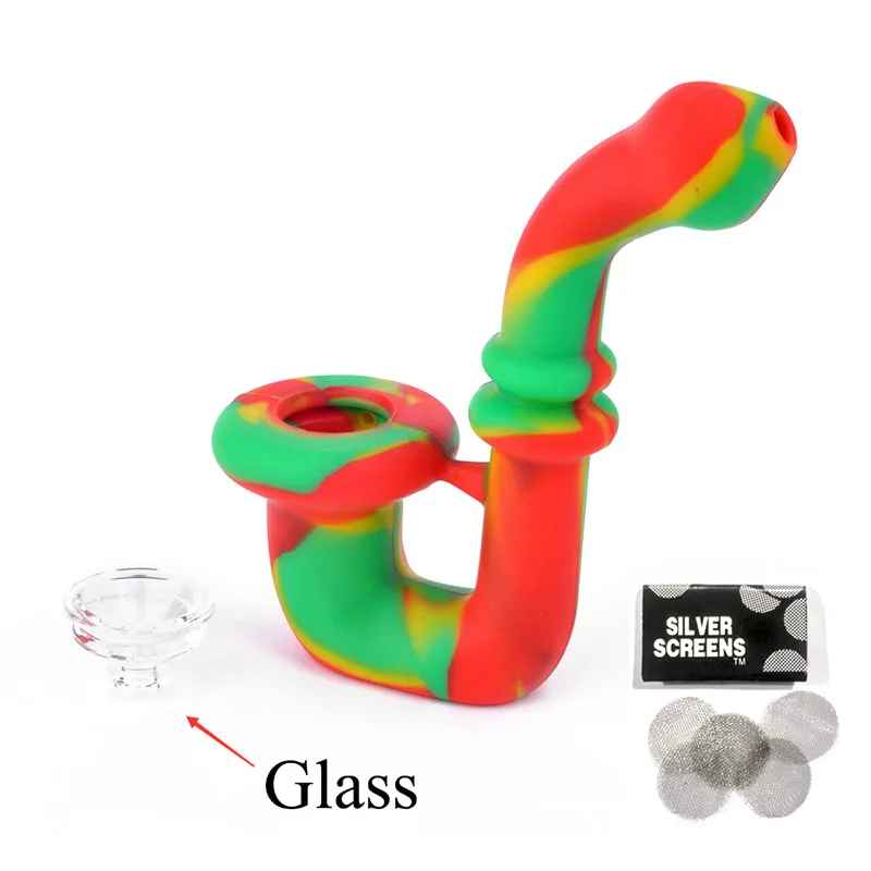 New Creative Silicone Tobacco Pipes Weed Smoke Pipes Water Pipes Glass